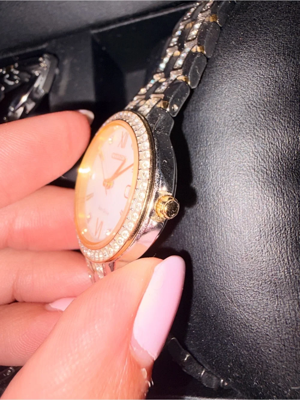 Citizen Women's Two-Tone Gold and Silver Bracelet Watch with Diamond-Style Bezel